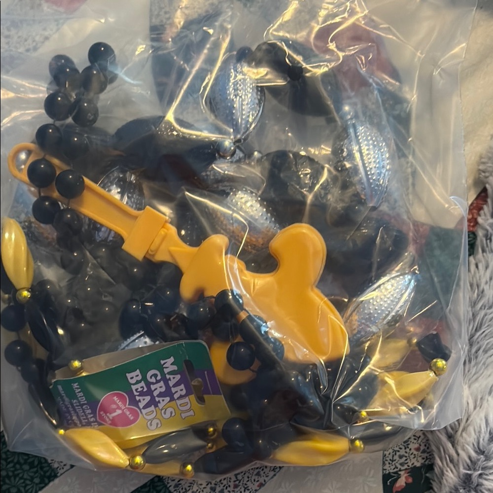 Mardi Gras Beads with Yellow and Black Accents